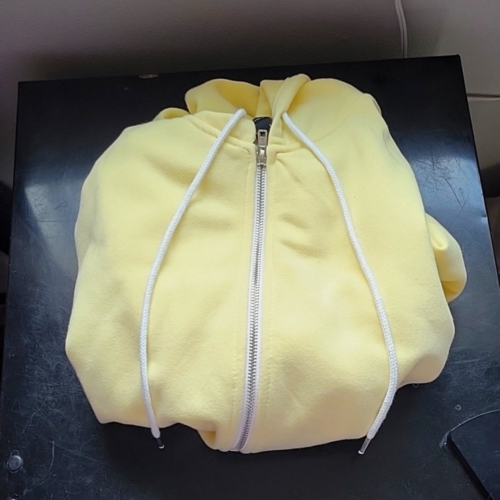 Yellow cropped zip up